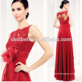 Elegante rojo largo vestido de fiesta Sweatheart abierto de nuevo 2016 tamaño grande de las mujeres vestido de noche rojo